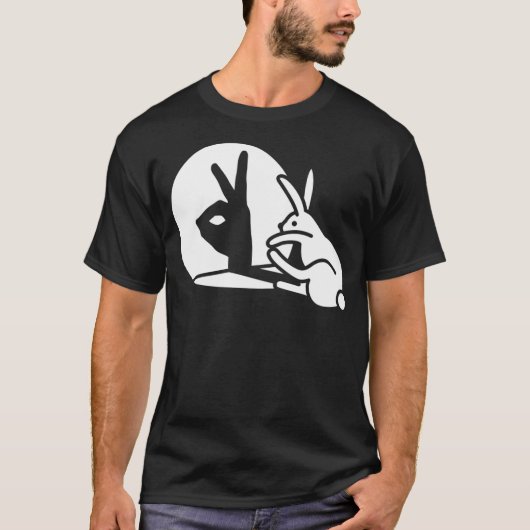 Funny Rabbit hand shadow projection bunny hare pop T-Shirt (Vorderseite)
