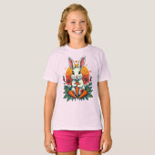 Funny Rabbit Lover Spring Retro T-Shirt (Vorne ganz)