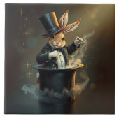 Funny Rabbit Magician Pulling Itself Out of Tophat Fliese (Vorderseite)