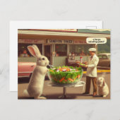 Funny Rabbit Orders Salad at at Diner AI Art Postkarte (Vorne/Hinten)