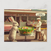 Funny Rabbit Orders Salad at at Diner AI Art Postkarte (Vorderseite)
