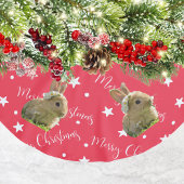 Funny Rabbit Pet Foto Weihnachten Polyester Weihnachtsbaumdecke