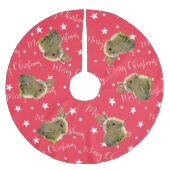 Funny Rabbit Pet Foto Weihnachten Polyester Weihnachtsbaumdecke (Vorderseite)