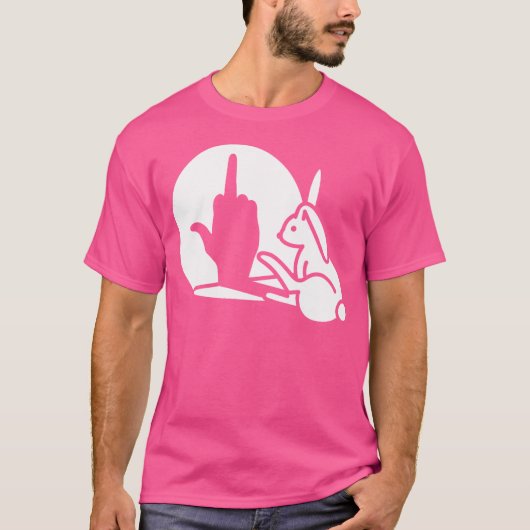 Funny Rabbit Shadow Hand Middle Finger Sign The Fi T-Shirt (Vorderseite)
