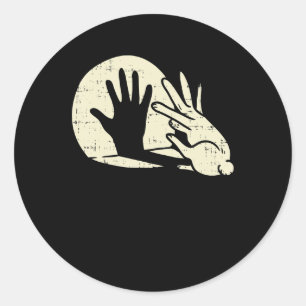 Funny Rabbit Shadow Play Pub Bunny Lover Runder Aufkleber