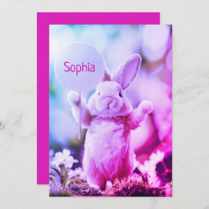 Funny Rabbit Simple Lila Card Einladung