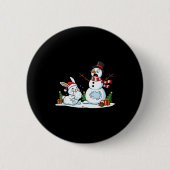 Funny Rabbit Snowman Christmas Bunny Womens Mens K Button (Vorderseite)