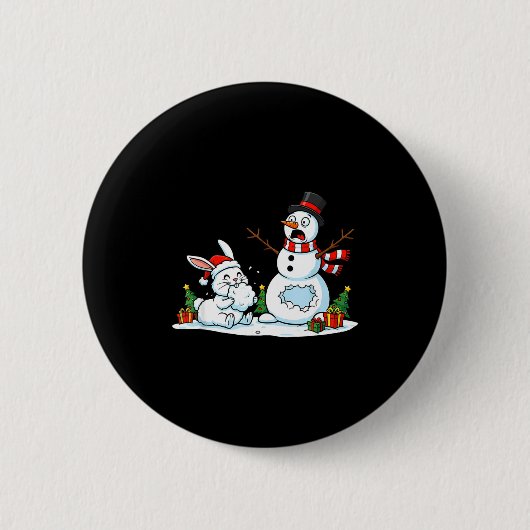 Funny Rabbit Snowman Christmas Bunny Womens Mens K Button (Vorderseite)