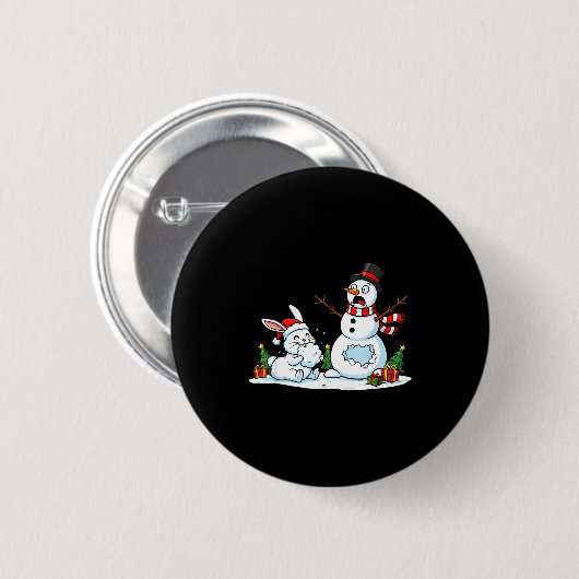 Funny Rabbit Snowman Christmas Bunny Womens Mens K Button (Vorne & Hinten)