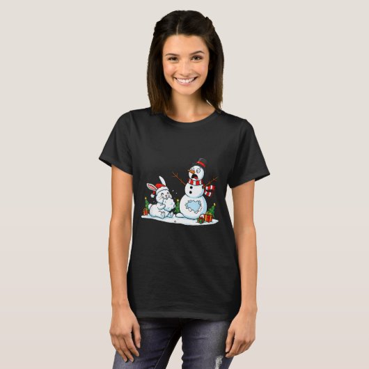 Funny Rabbit Snowman Christmas Bunny Womens Mens K T-Shirt (Vorne ganz)