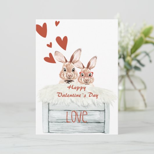 Funny Rabbit Vallentine Card Liebe Save The Date (Stehend Vorderseite)