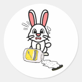 Funny Rabbit verschüttete Mayonnaise Runder Aufkleber