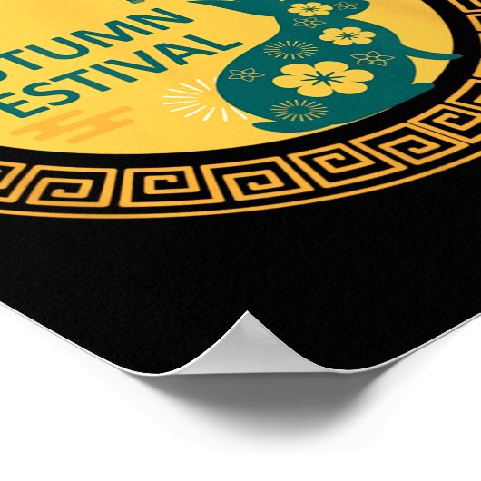 Funny Rabbits Mooncake Chinese New Year Mid Autumn Poster (Ecke)