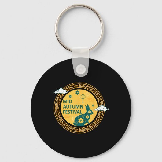 Funny Rabbits Mooncake Chinese New Year Mid Autumn Schlüsselanhänger (Vorderseite)