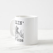 Funny Raccoon 2026 Snarky New Year, Rollin' 2025 I Kaffeetasse (Vorderseite Links)