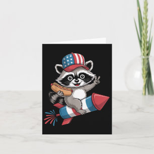 Funny Raccoon 4. Juli Hot Dog Amerikanische Unabhä Karte
