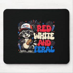 Funny Raccoon 4. Juli Patriotic Niedlich Red White Mousepad