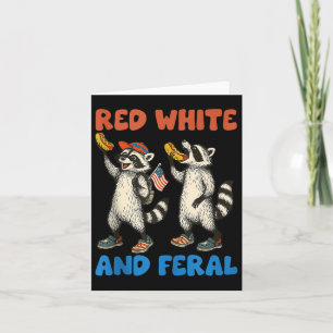 Funny Raccoon 4. Juli US Flag Patriotic Red Wh Karte