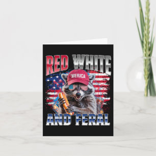 Funny Raccoon 4. Juli Usa Patriotisches Rotes Weiß Karte