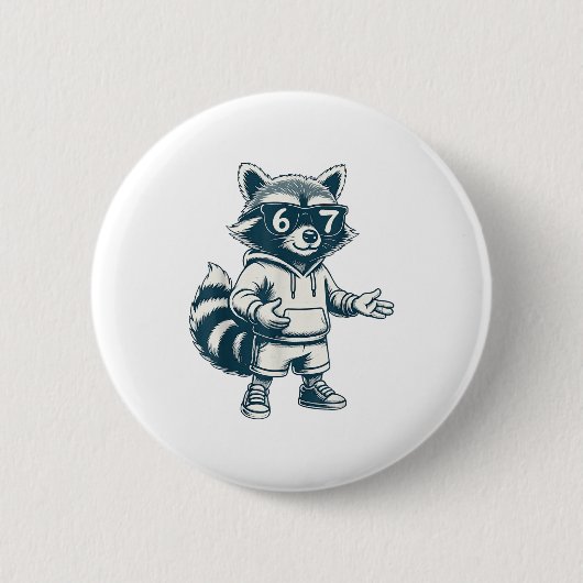 Funny Raccoon 67 Meme Six Seven Button (Vorderseite)