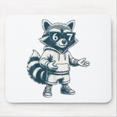 Funny Raccoon 67 Meme Six Seven Mousepad (Vorne)