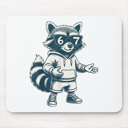 Funny Raccoon 67 Meme Six Seven Mousepad (Vorne)