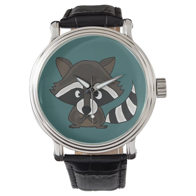 Funny Raccoon Art Watch Armbanduhr (Vorderseite)