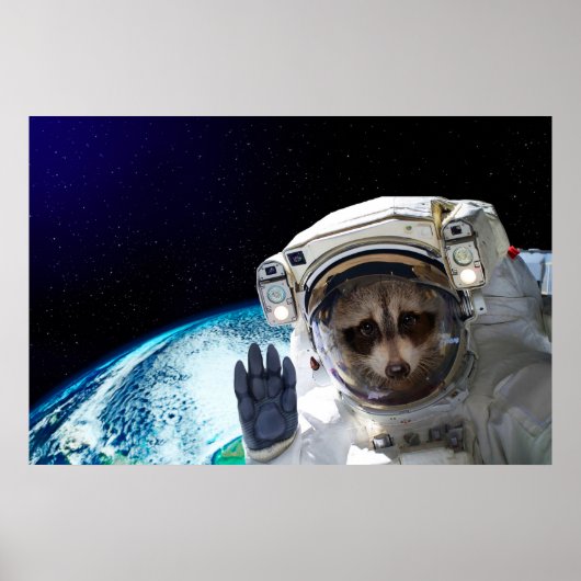 Funny Raccoon Astronaut Poster (Vorne)