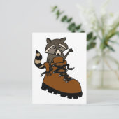 Funny Raccoon beim Wanderboot Postkarte (Stehend Vorderseite)