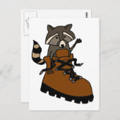 Funny Raccoon beim Wanderboot Postkarte (Vorne/Hinten)