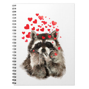 Funny Raccoon Blowing Kses Love Hearts Notizblock