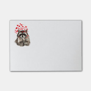 Funny Raccoon Blowkisses & Liebe Herz Post-it Klebezettel