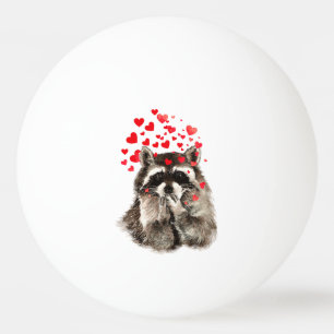 Funny Raccoon Blowkisses & Liebe Herz Tischtennisball