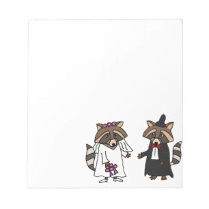 Funny Raccoon Bridge and Groom Wedding Art Notizblock