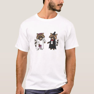 Funny Raccoon Bridge and Groom Wedding Art T-Shirt