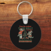 Funny Raccoon Christmas Deck These Halls Humor  Schlüsselanhänger (Vorderseite)