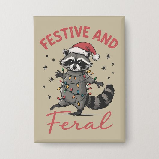 Funny Raccoon Christmas Feral Meme Xmas Button (Vorderseite)
