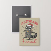 Funny Raccoon Christmas Feral Meme Xmas Button (Vorderseite/Rückseite)