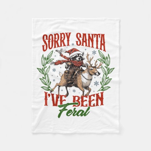 Funny Raccoon Christmas Holiday Sorry Santa I've B Fleecedecke (Vorderseite)