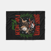 Funny Raccoon Christmas Holiday Sorry Santa I've B Fleecedecke (Vorderseite (Horizontal))