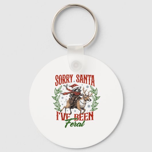 Funny Raccoon Christmas Holiday Sorry Santa I've B Schlüsselanhänger (Vorderseite)