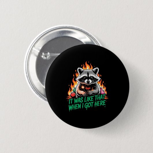 Funny Raccoon Christmas Trash Panda Xmas Button (Vorne & Hinten)
