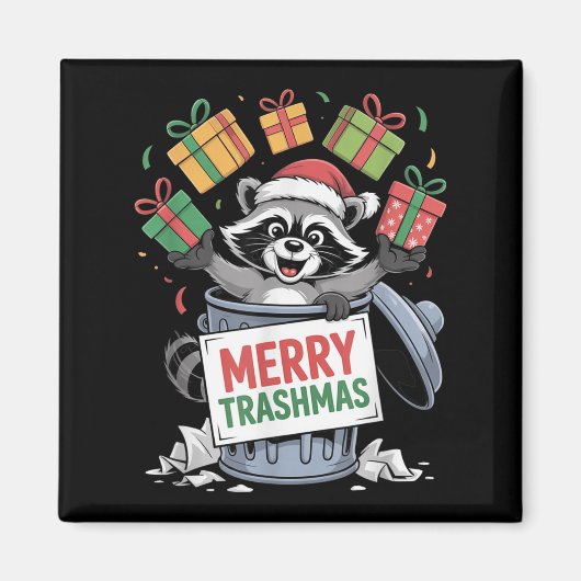 Funny Raccoon Christmas Trash Panda Xmas Merry Tra Magnet (Vorne)