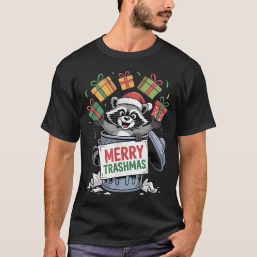 Funny Raccoon Christmas Trash Panda Xmas Merry Tra T-Shirt (Vorderseite)