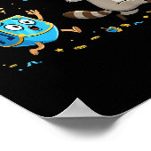 Funny Raccoon Dreidel Menorah Hanukkah Kids Womens Poster (Ecke)