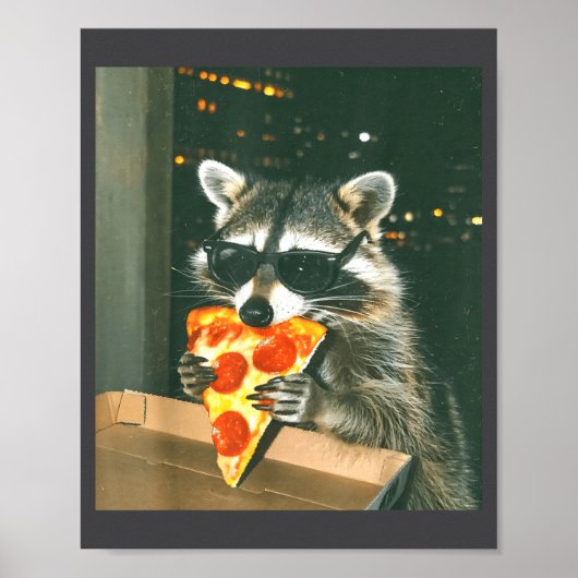 Funny Raccoon Eating Zza Animal Meme Men Women Kid Poster (Vorne)