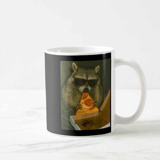 Funny Raccoon Eating Zza Animal Meme Raccoon Kaffeetasse (Rechts)