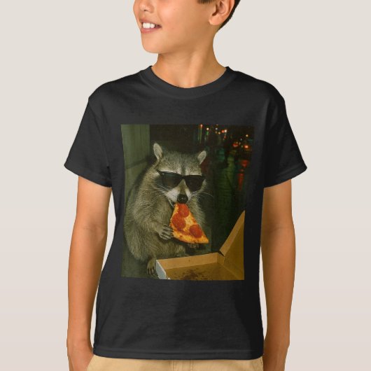 Funny Raccoon Eating Zza Animal Meme  T-Shirt (Vorderseite)