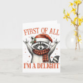 Funny Raccoon First Of All I'm A Delight Merry Chr Karte (Gelbe Blume)