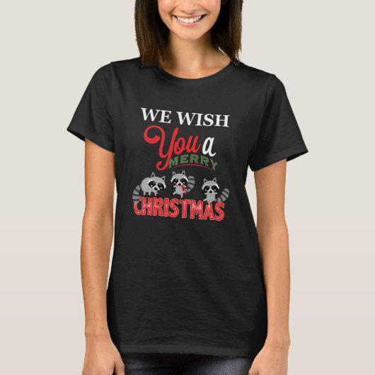 Funny Raccoon Frohe Weihnachten T - Shirt (Vorderseite)